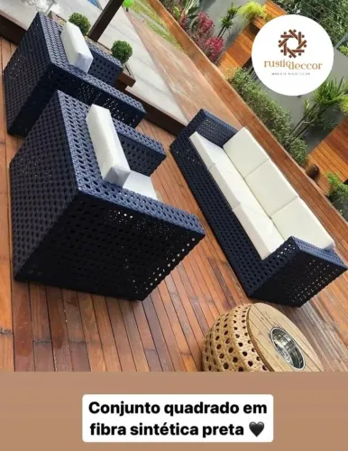 Conjunto de sofá em fibra sintética