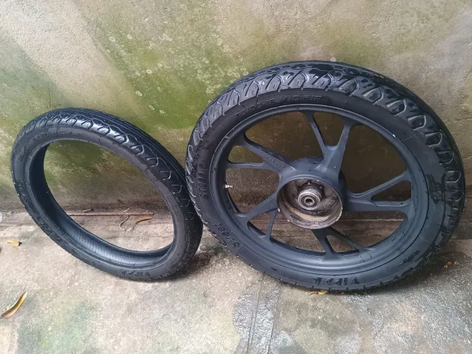 Roda completa traseira+peneu dianteiro (Honda/fan 160 ano 2019)