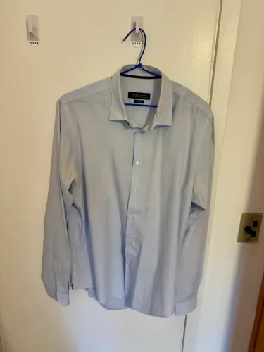 Camisa social masculina Zara Man original, tamanho XXL (46 BR), Slim Fit. Cor azul-claro