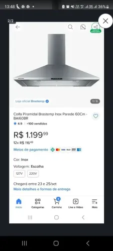 Coifa piramidal brastemp