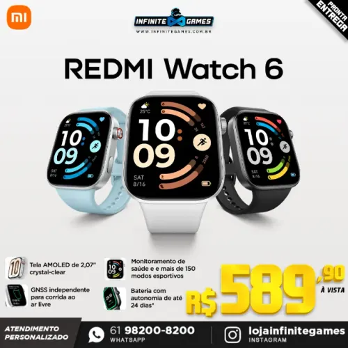 Smartwatch Xiaomi Redmi Watch 6 novos lacrados! Menor valor de Brasília! Loja física!