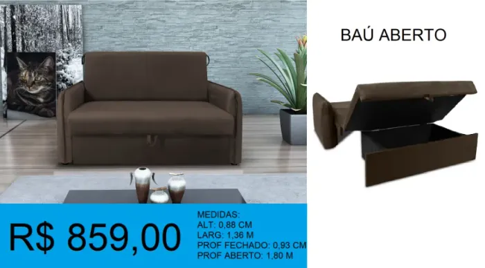Sofá - cama - baú - compre hoje e receba em até 72 horas