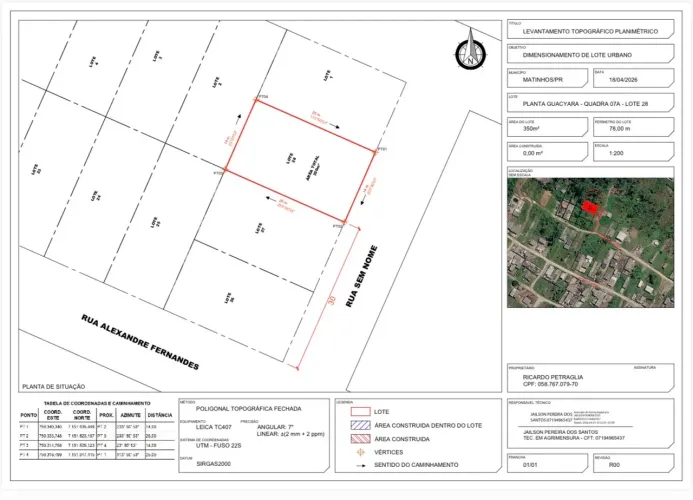 TERRENO À VENDA EM MATINHOS/PR ESCRITURADO E MATRICULADO - ÓTIMA OPORTUNIDADE!