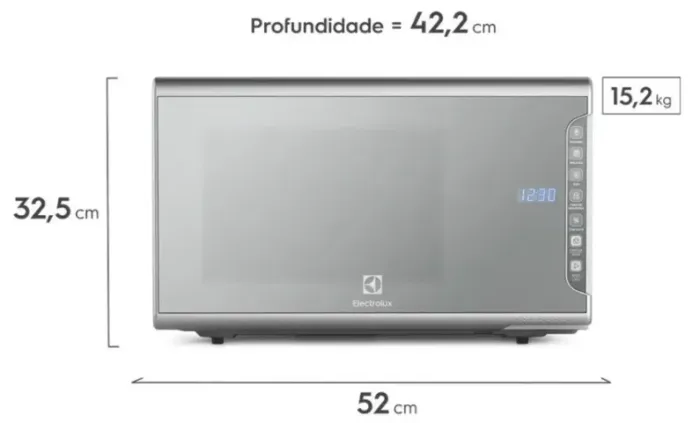 MICRO-ONDAS ELECTROLUX 31L INOX ESPELHADO_menos de 1 ano de uso