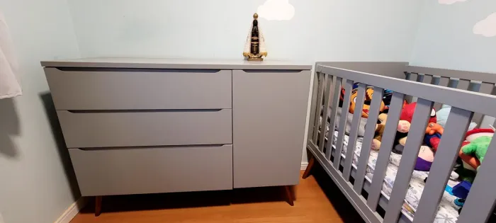 Jogo de quarto infantil completo MDF - Berço/Mini cama + Guarda-roupa + Cômoda