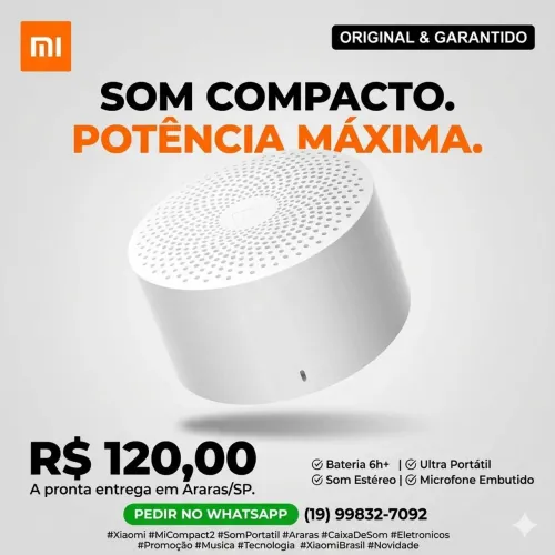 Mini caixa bluetooth compact 2 mi 