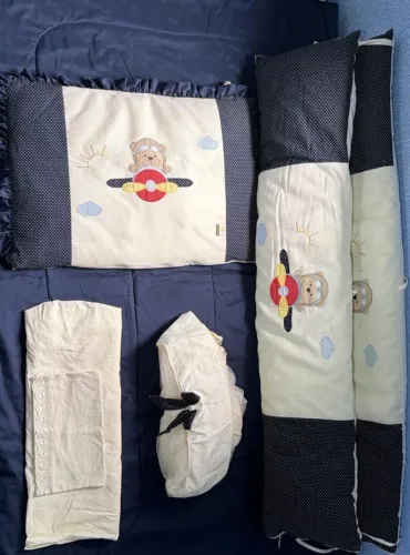 Kit Berço Ursinho Aviador Completo + MÓBILE DE BRINDE