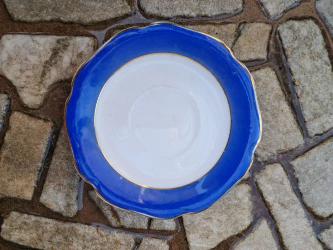 Antigo Pires Avulso Porcelana Mauá - Azul Cobalto e Ouro (Anos 50)