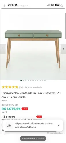 Penteadeira com criado mudo