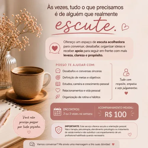 Acompanhamento pessoal/escuta e orientação