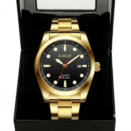 Relógio Lige Masculino Executivo Luxury Dourado Preto