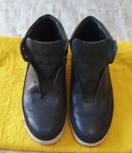 Tênis casual anatomic gel vintage azul marinho tamanho 42 acabamento em couro