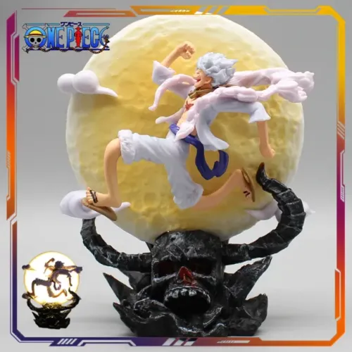 Estátua Luminária do Luffy Gear 5 Modo Hito Hito Nika: One Piece Saga de Wano 16cm 