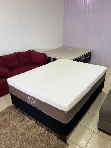 Cama BOX Casal Semi Nova Colchão De Espuma D26 - Entrega Grátis 