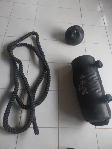 Kit musculação: Slam ball 8kg, Bag 10kg e corda naval 5m 40mm