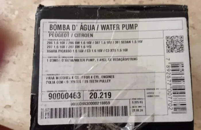 BOMBA D'ÁGUA PEUGEOT 206 8V 1.6 ANO 2000