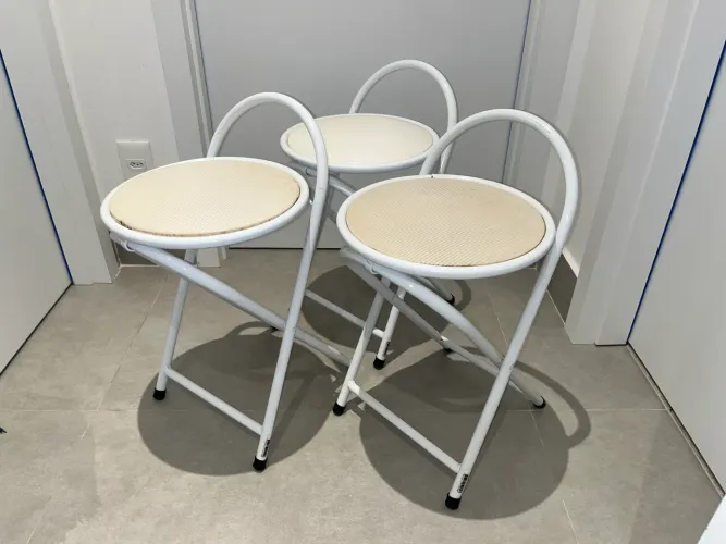 Banquetas Bistrô Dobráveis Brancas (3 Unidades)