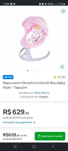 Cadeirinha de balanço baby style elétrica