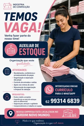 Auxiliar de Estoque em Confecção