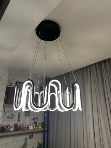 Lustre Pendente Nordecor Keli 2225 Preto Led Bivolt 3000K - Luz Amarela