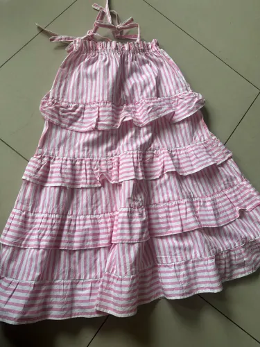 Vestido Rosa listras TAM 10 anos