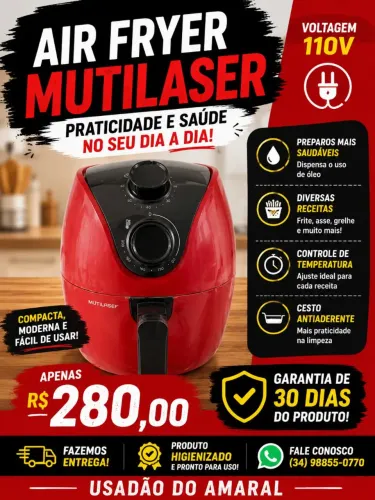 Air Fryer Multilaser 110V - Super Conservada + Garantia de 30 Dias | R$ 280