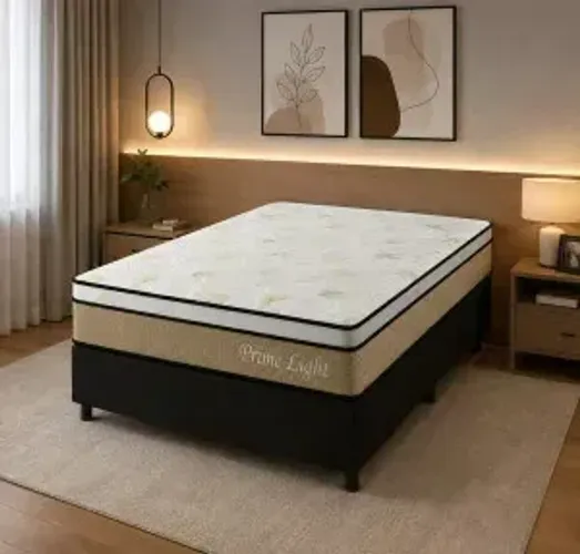 Conjunto Base com Colchão Casal de Molas Ensacadas Prime Light