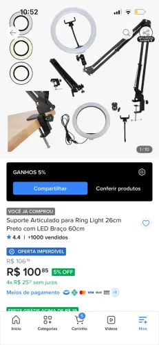 Ring light de mesa 