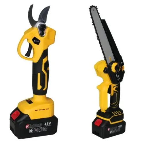 KIT MOTOSSERRA E TESOURA DE PODA 2 BATERIAS 48V