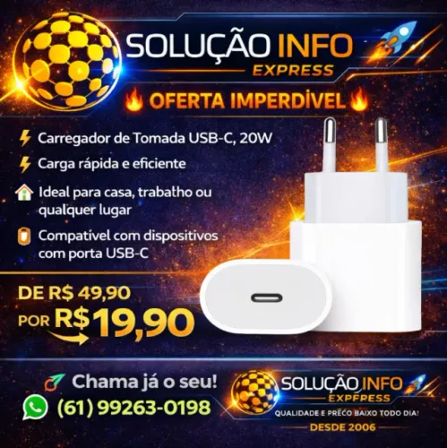 Carregador 20w Turbo Fonte Tipo-c É compatível com qualquer dispositivo com porta USB-C
