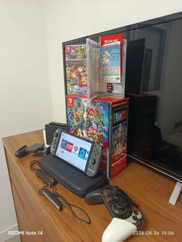 Nintendo Switch OLED desbloqueado+ controle pro Zelda + jogos originais.