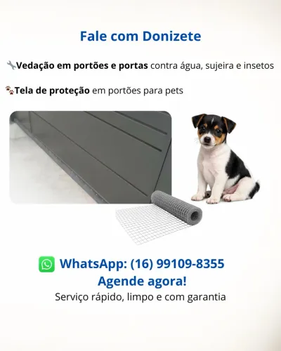 Instalação de borracha no portão e portas e tela de proteção para pets
