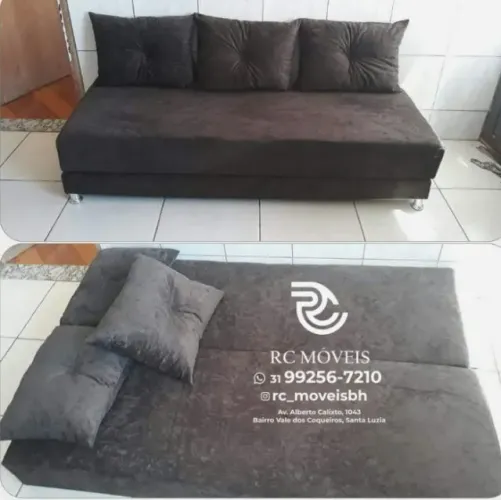 Sofá Cama estruturada Bicama estruturada 1,70m Suede D33 Compacto e Funcional | Garantia I