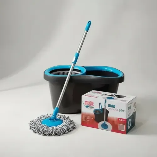 Mop Giratório 360 Magic Clean Azul Turquesa com Balde Centrífuga