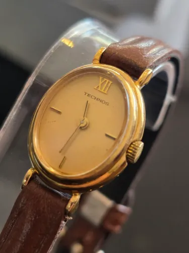 Relógio Suíço Technos Feminino Vintage Original anos 60 18mm oval Plaquê Ouro 18k revisado
