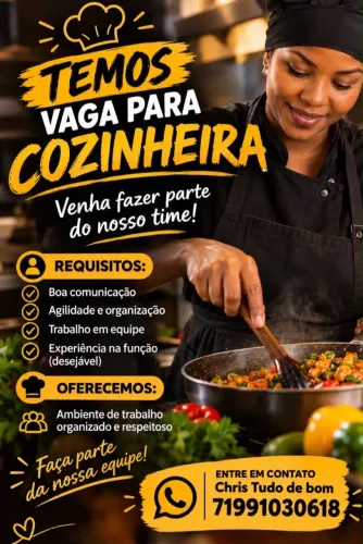 Vaga para cozinheira