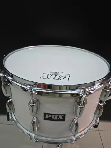Caixa Bateria PHX 8X14 10 Afinações Canoa Dupla Branco Wood