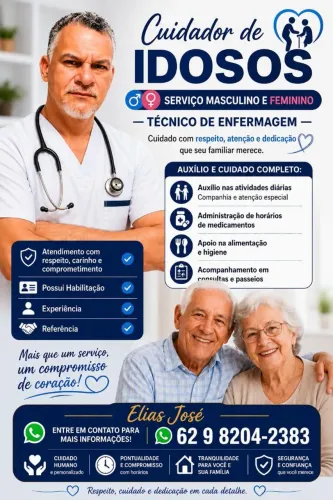 Cuidador de idosos, masculino e feminino 