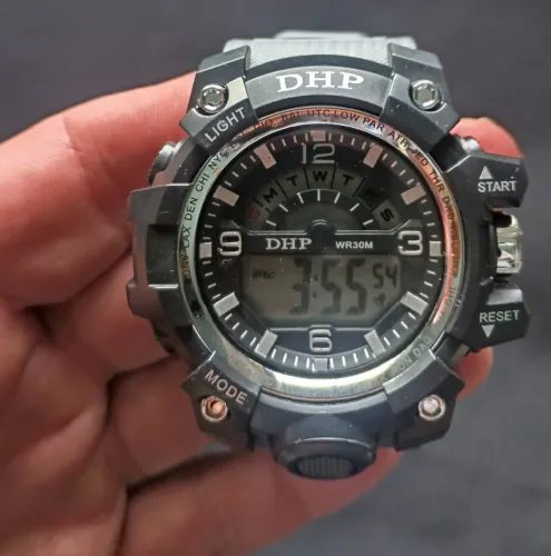 Relógio Masculino Preto Pulseira Cinza