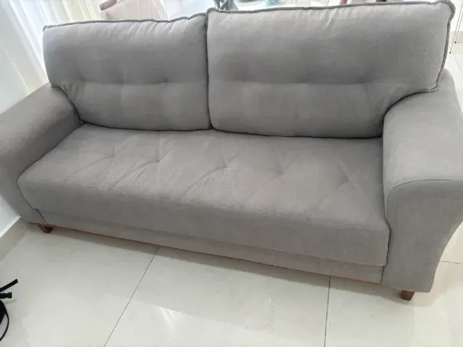 Sofá Cinza Minimalista 2 Lugares - Excelente Estado