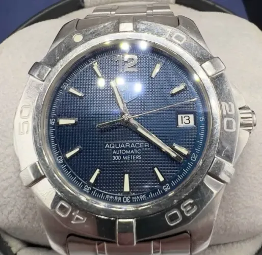 Relógio TAG Heuer Aquaracer 39mm automático usado, azul e prata