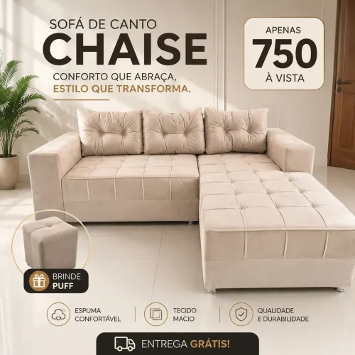 SOFÁ DE CANTO 3 LUGARES CHAISER ENTREGA HOJE?!!