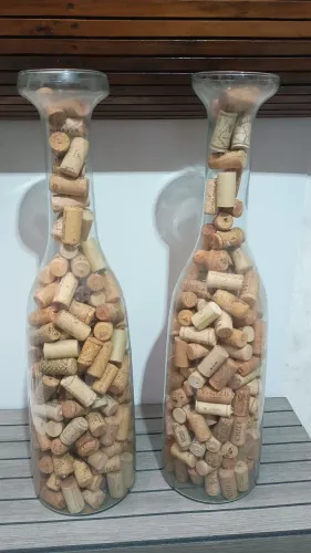 Par garrafa de vidro grande decorativa porta-rolhas - altura 56 cm