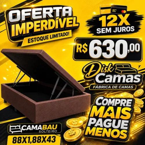 Cama Box Baú Solteiro 88x1,88x43 Promoção Imperdível R$630