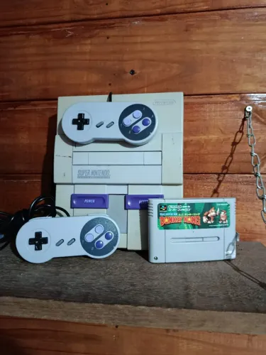Super Nintendo + 2 Controles + 1 jogo (donkey kong country 1)