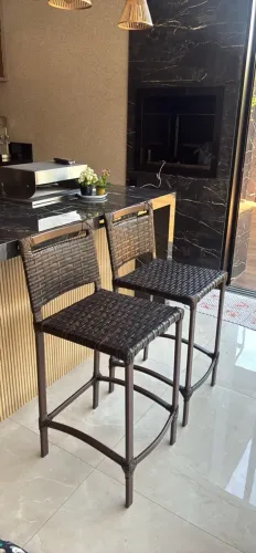2 pç Banqueta alta de Alumínio junco