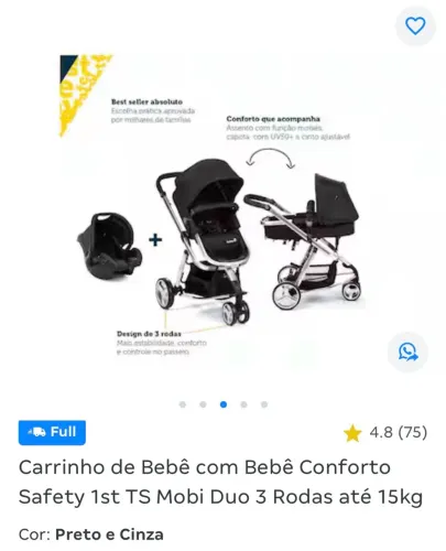 Vendo carrinho de bebê da safety!!