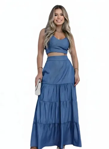 conjunto saia 3 marias tecido lyoncel veste 44/46