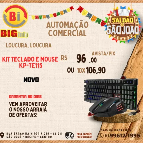Kit Teclado e Mouse Retroiluminado Para Jogos, Design Ergonômico. - Em ate 10x Fixas 