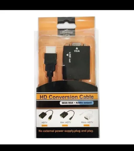 Cabo Conversor Adaptador HDMI Para VGA 2 Saídas de Áudio - Gold